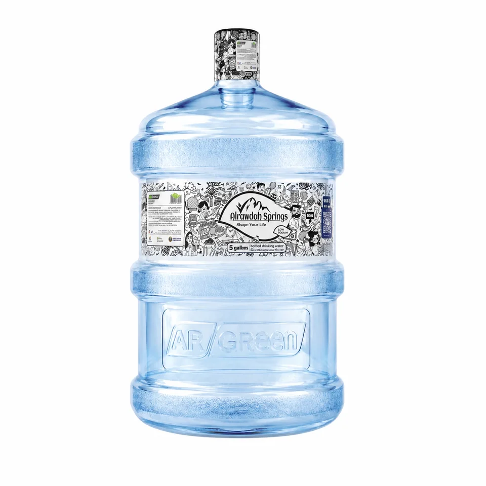 Five-gallon bottled water container engineered for corporate and commercial hydration